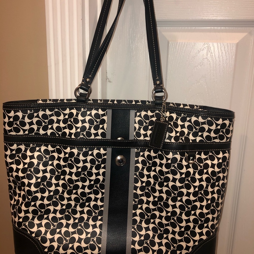 Coach Black and White Signature C large handbag
